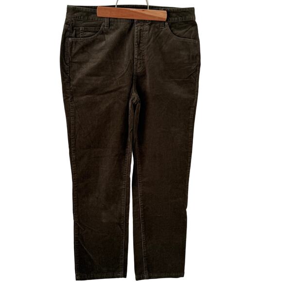 Talbots Dark Green Size 10 Corduroy Straight Leg Pant High Waist Stretch - Picture 2 of 11